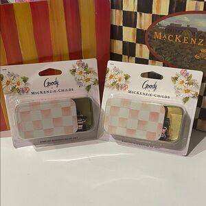 MacKenzie-Childs Pink and White Check Bobby Pin Set - 2 Packs